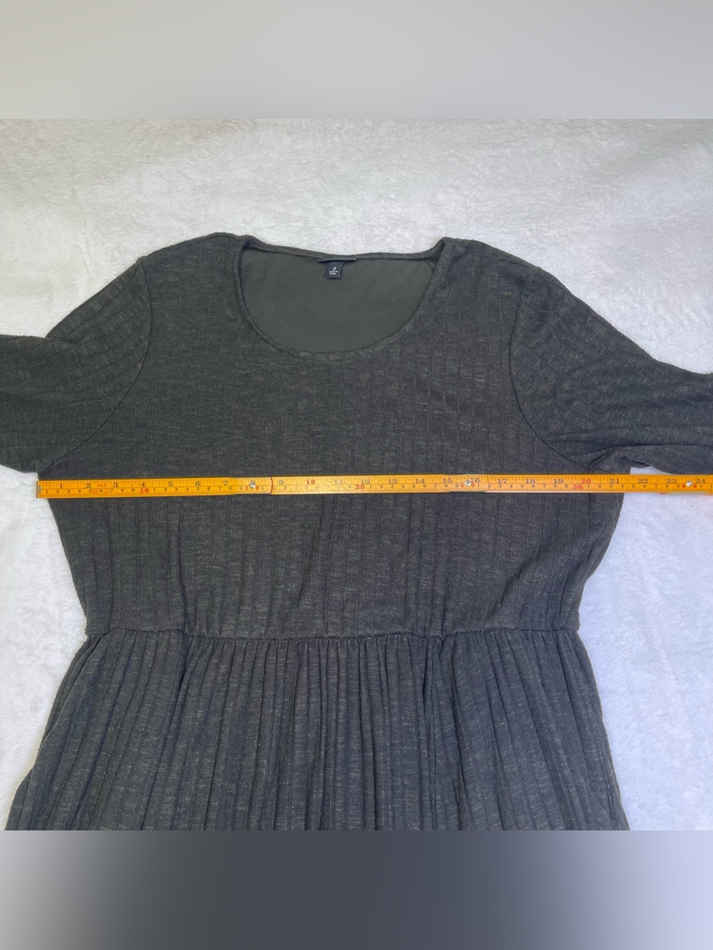 Torrid Womens 2 (18/20) Charcoal Ribbed Long Sleeve Tiered Babydoll Mini Dress - Picture 7 of 10